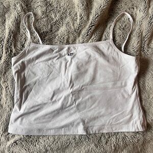 437 White Spaghetti Strap Cropped Tank Top